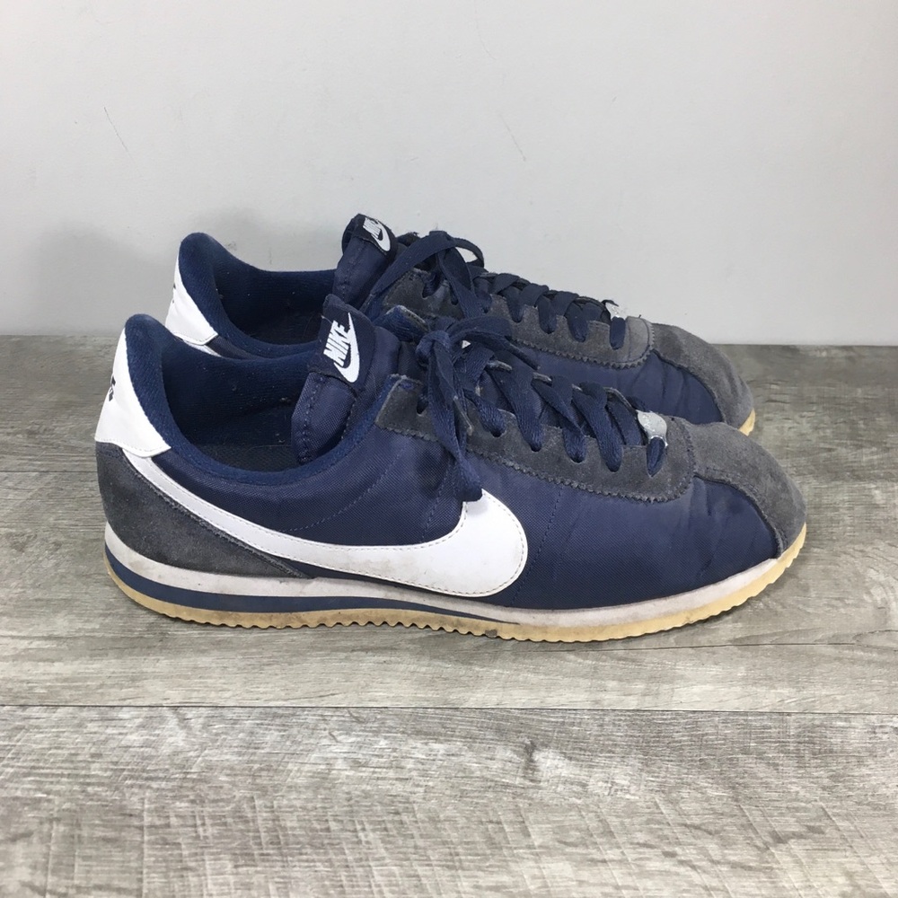 Nike Cortez Basic Nylon Obsidian Running Shoes 819720-411 Mens Sneakers Size 9
